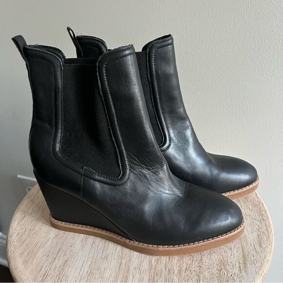Splendid Womens Wynn Wedge Booties Black Leather, size 8.5 NWOB - Picture 7 of 10